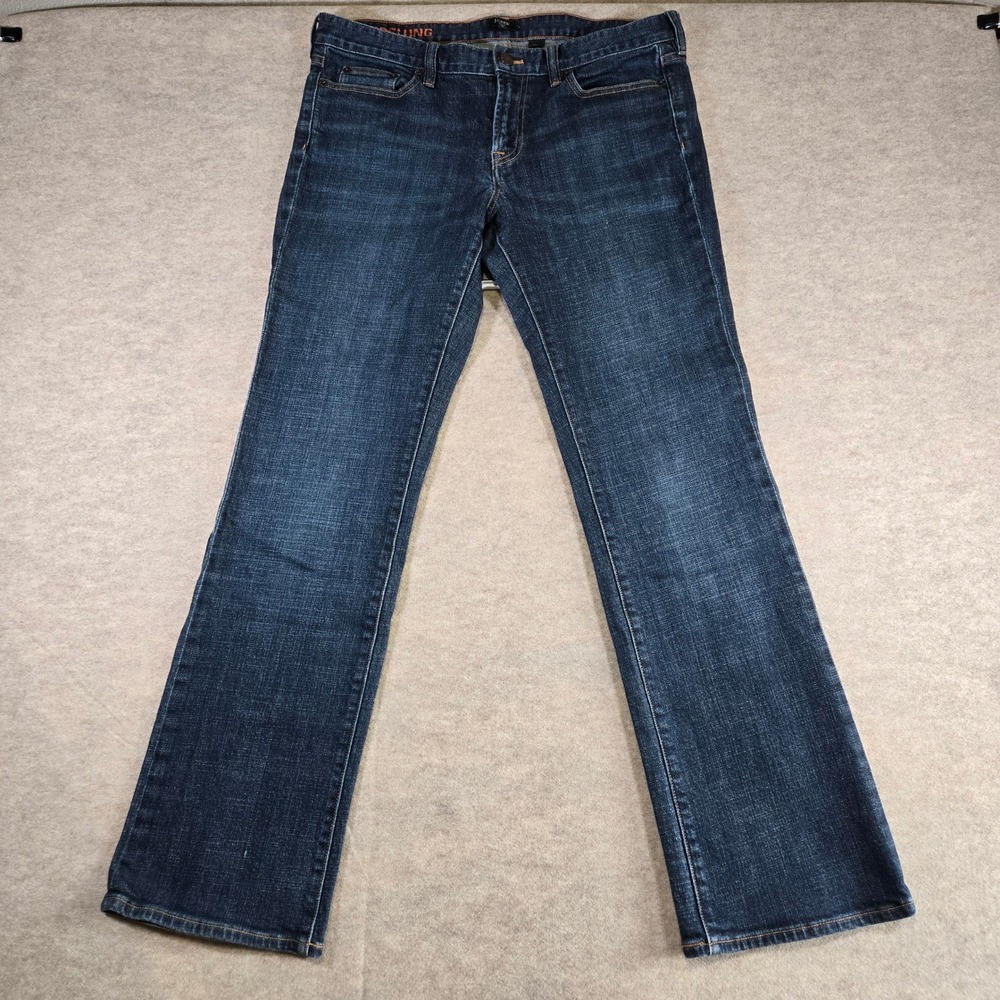 J.Crew Hipslung Jeans Womens 32R Dark Wash Stretch Bootcut Denim Blue Low Rise
